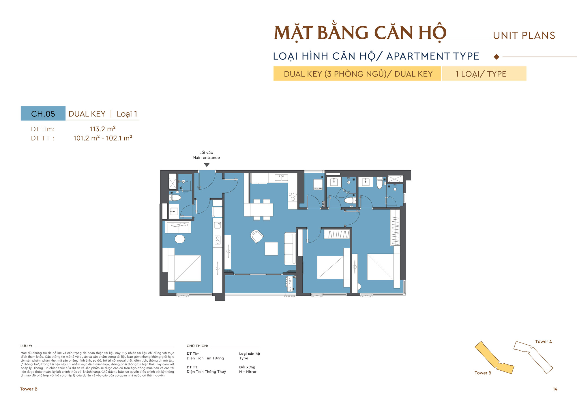 Mặt bằng căn Dual Key Vinhomes Cao Xà Lá